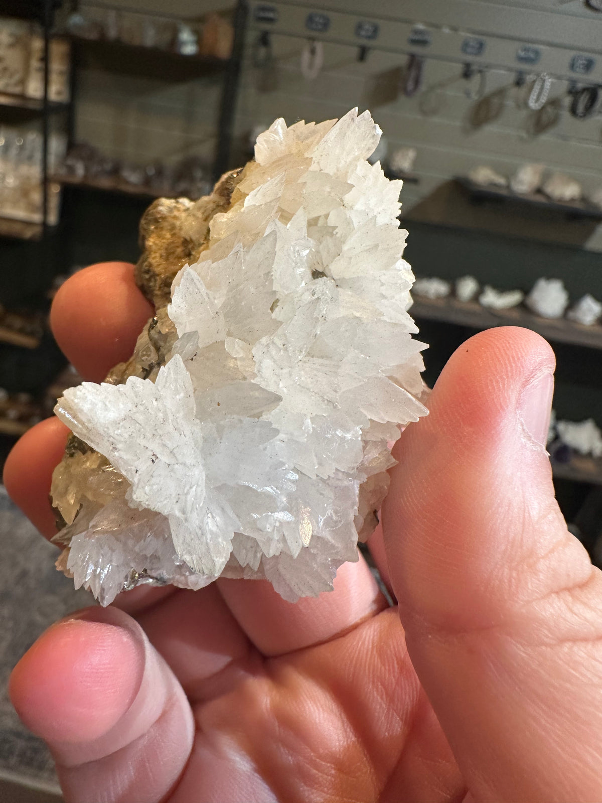 Nevada Dogtooth Calcite with Pyrite Crystal Specimen | 4.1 oz
