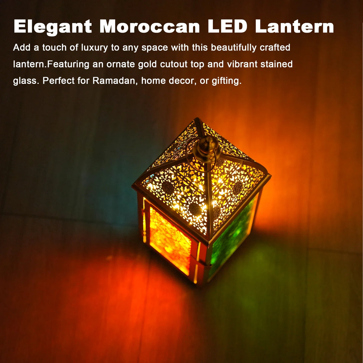 Gold Moroccan Lantern 12" H Battery Operated Decorative Lantern