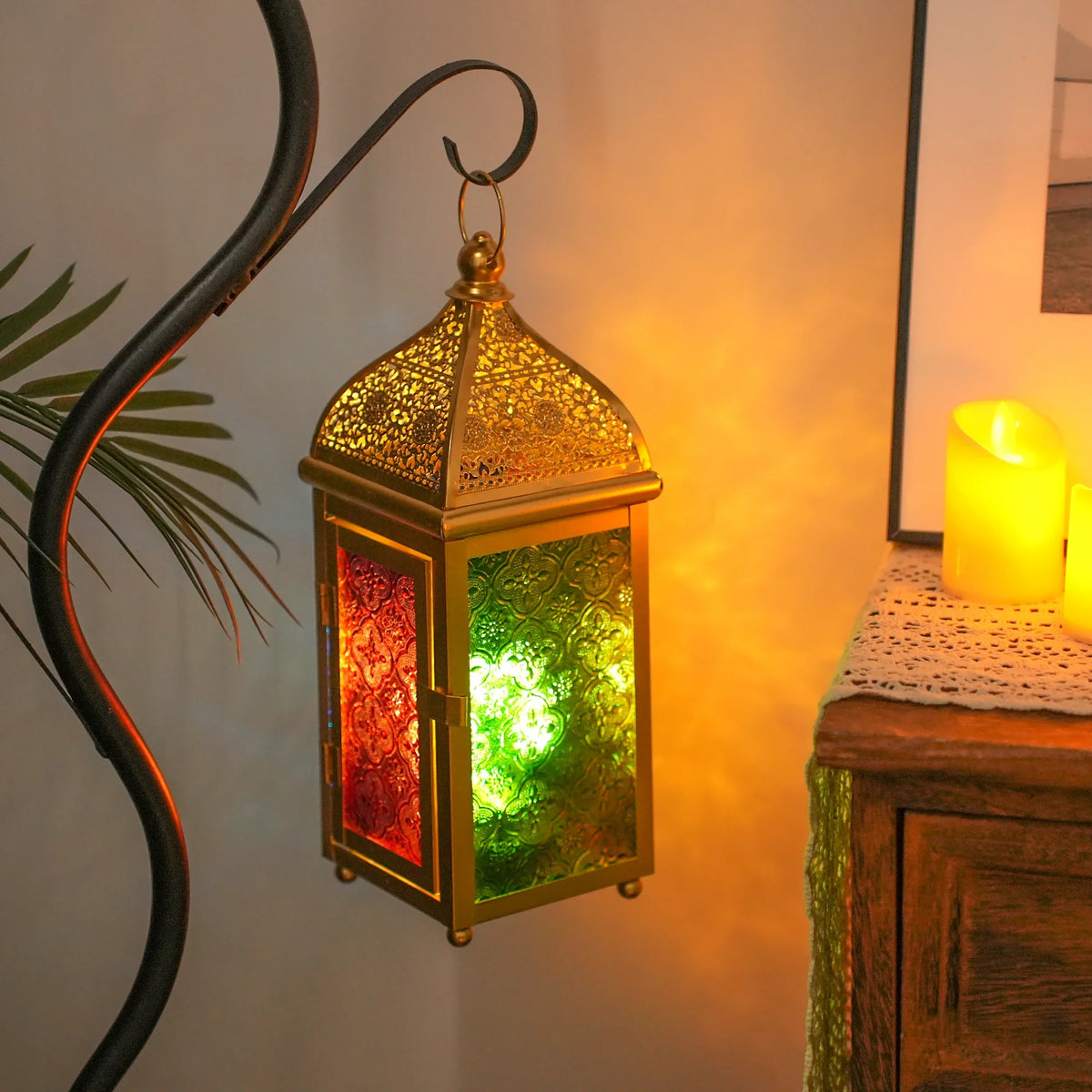Gold Moroccan Lantern 12" H Battery Operated Decorative Lantern