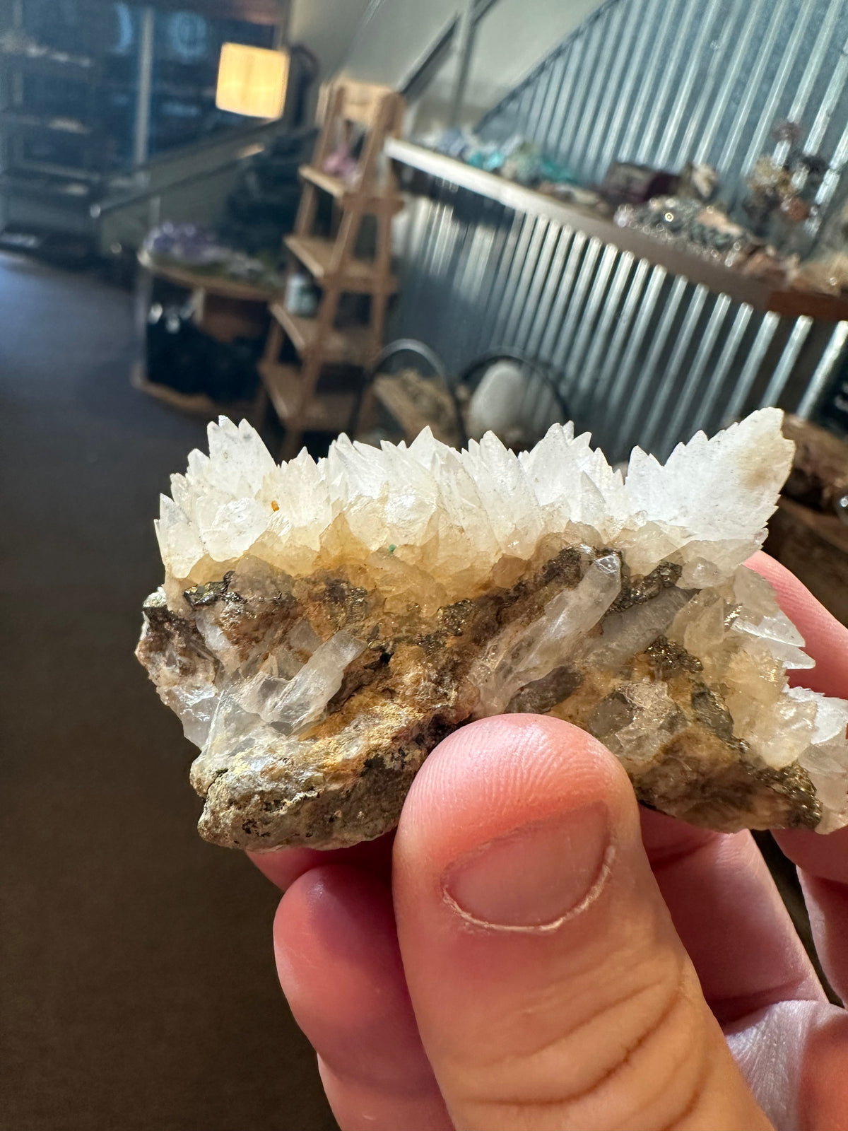 Nevada Dogtooth Calcite with Pyrite Crystal Specimen | 4.1 oz