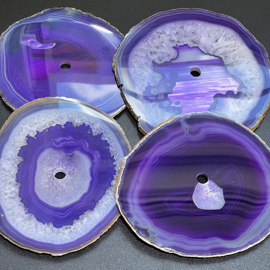 Large Purple Color Agate Slice Clock Faces (5.5 to 6 Inches)(1 CM Drilled Hole)