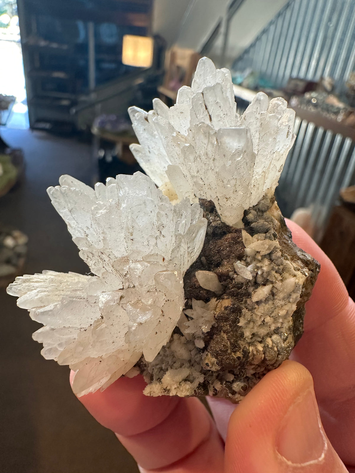 Nevada Dogtooth Calcite with Pyrite Crystal Specimen | 4.1 oz