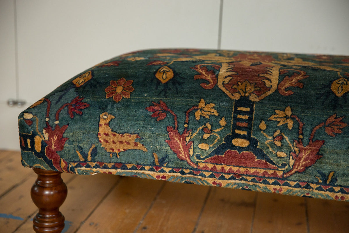 Reclaimed Antique Persian Rug Ottoman Coffee Table