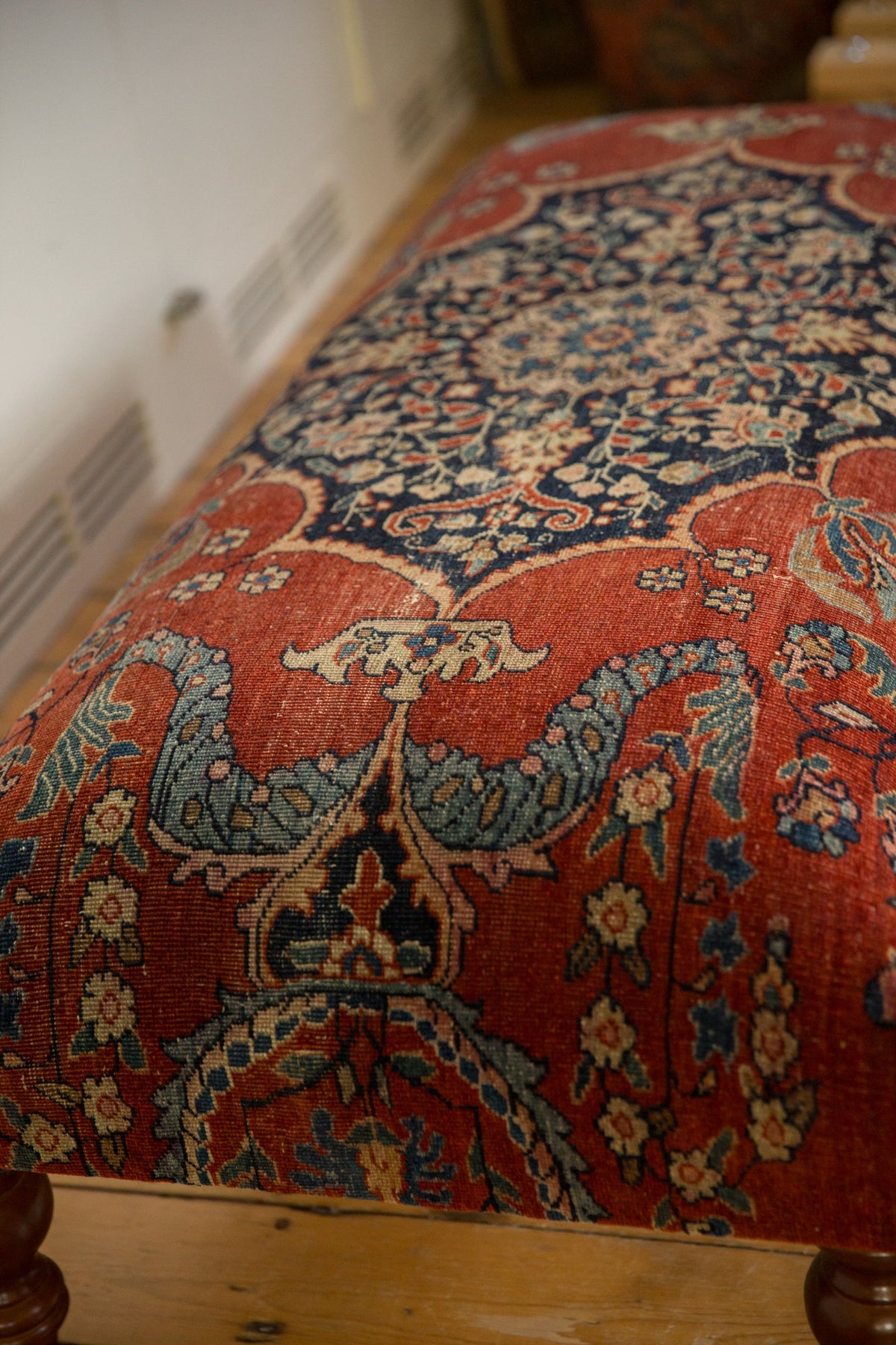 Reclaimed Antique Persian Rug Ottoman Coffee Table