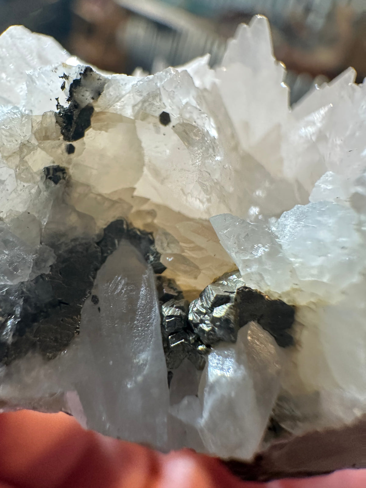 Nevada Dogtooth Calcite with Pyrite Crystal Specimen | 4.1 oz