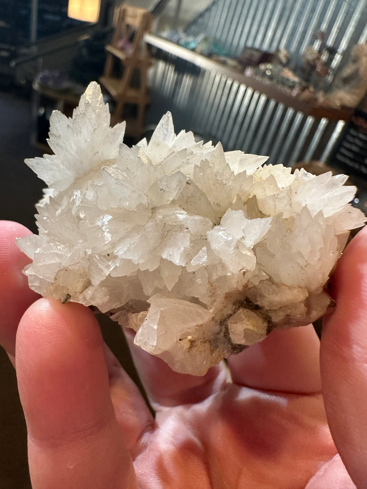 Nevada Dogtooth Calcite with Pyrite Crystal Specimen | 4.1 oz