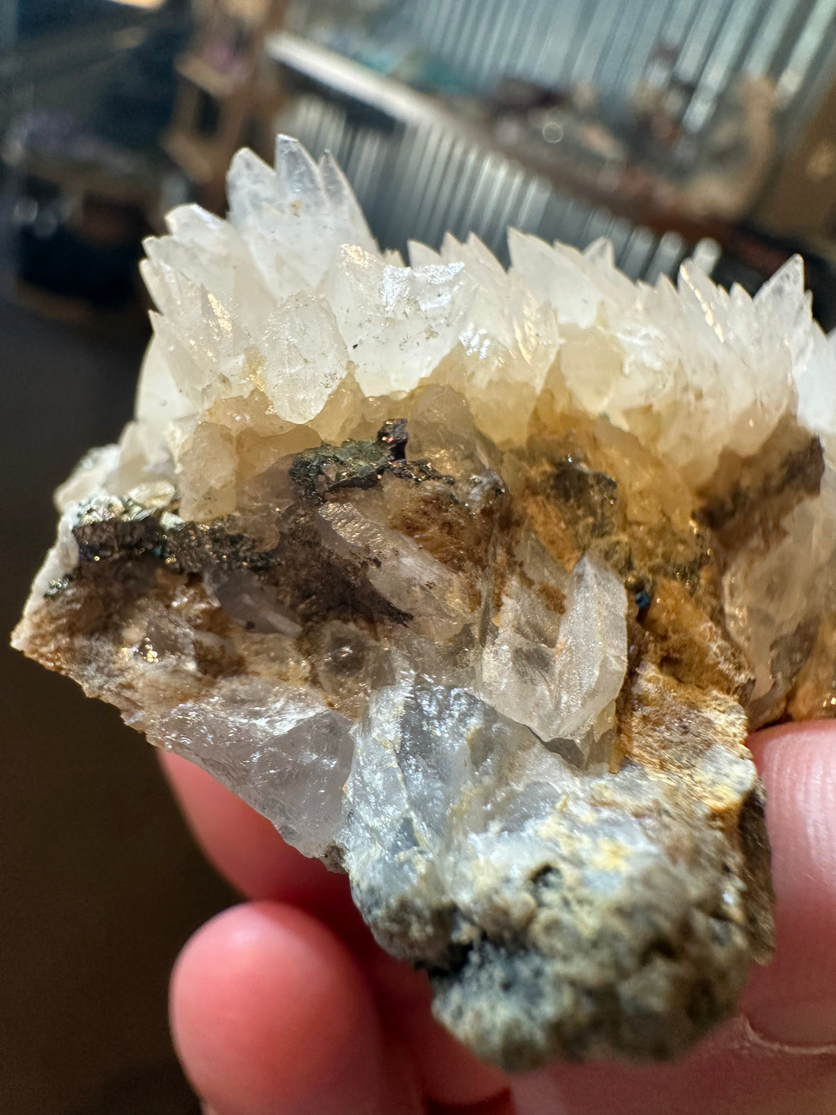 Nevada Dogtooth Calcite with Pyrite Crystal Specimen | 4.1 oz