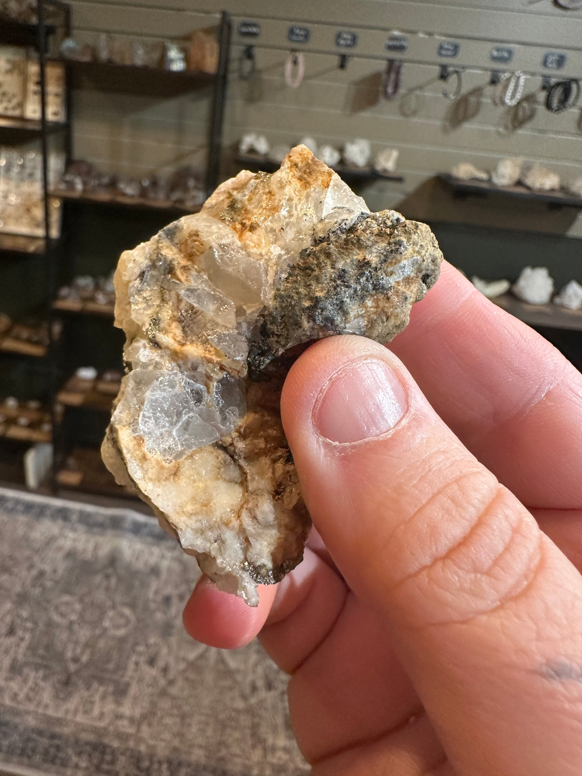Nevada Dogtooth Calcite with Pyrite Crystal Specimen | 4.1 oz