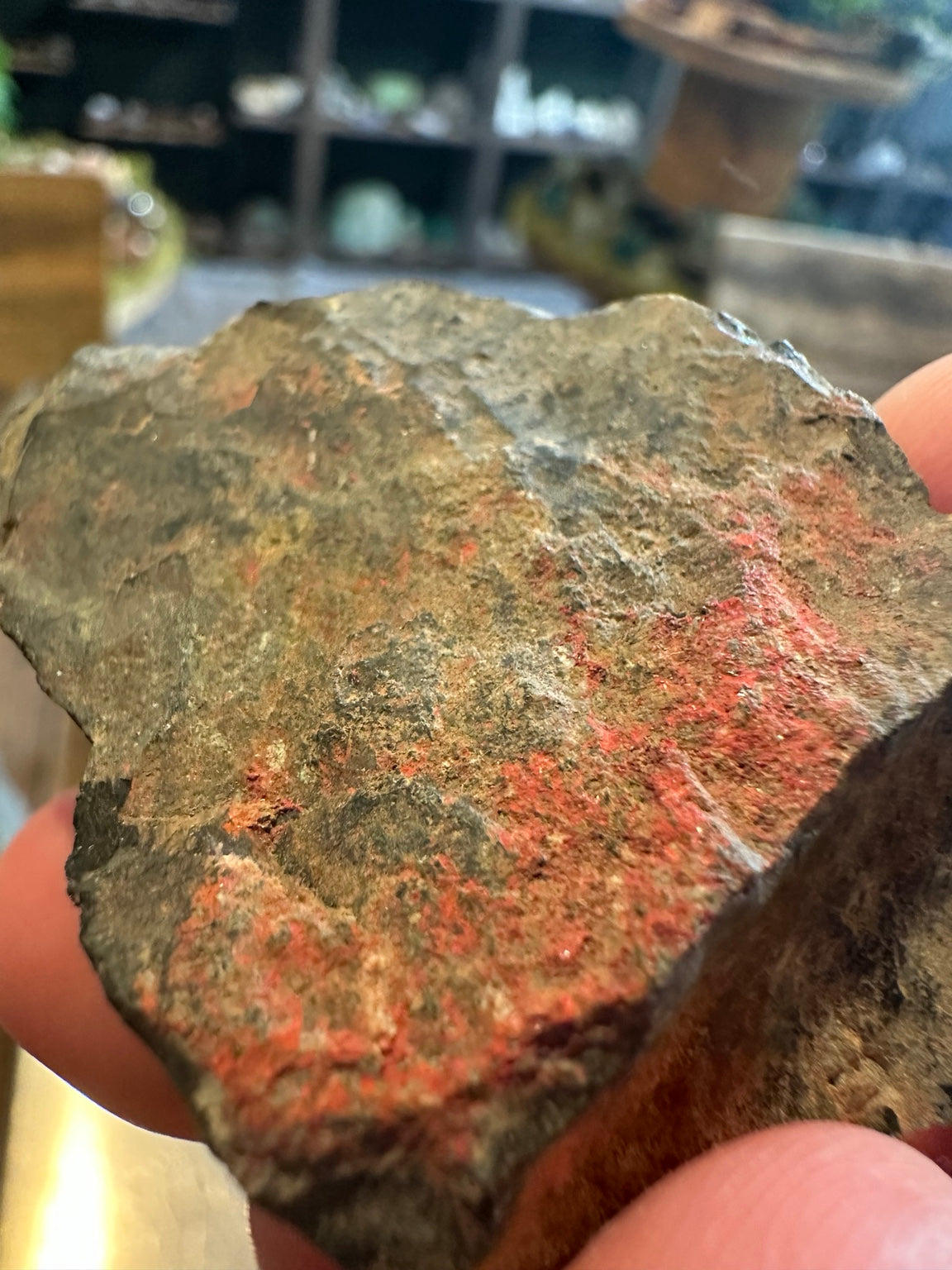 Cinnabar mineral specimen side view