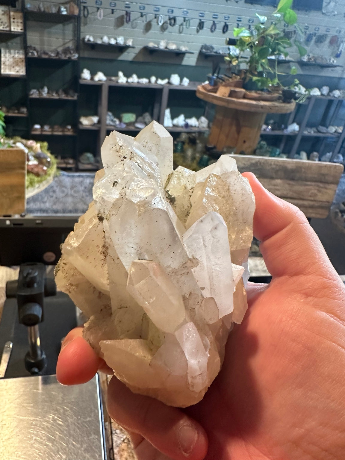 White calcite crystal cluster detail