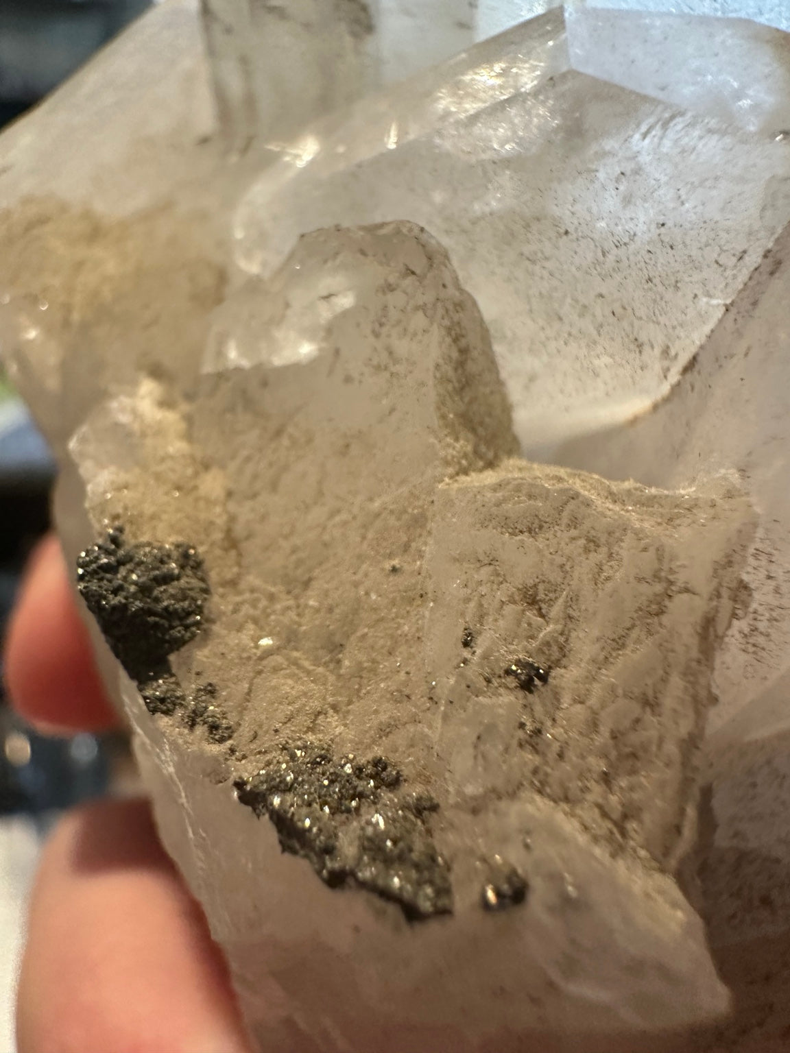White calcite crystal cluster close-up