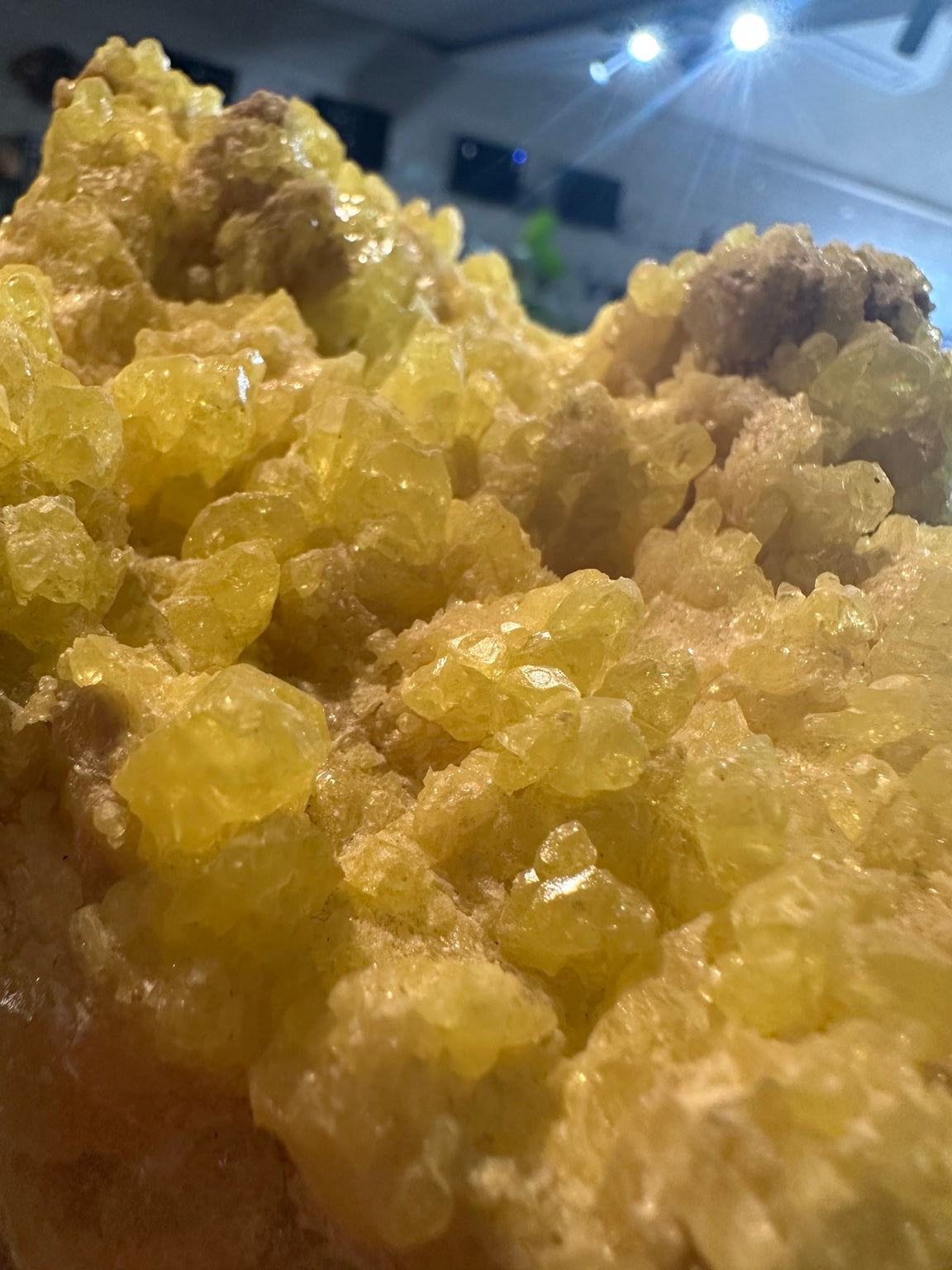 Native sulfur crystal close view