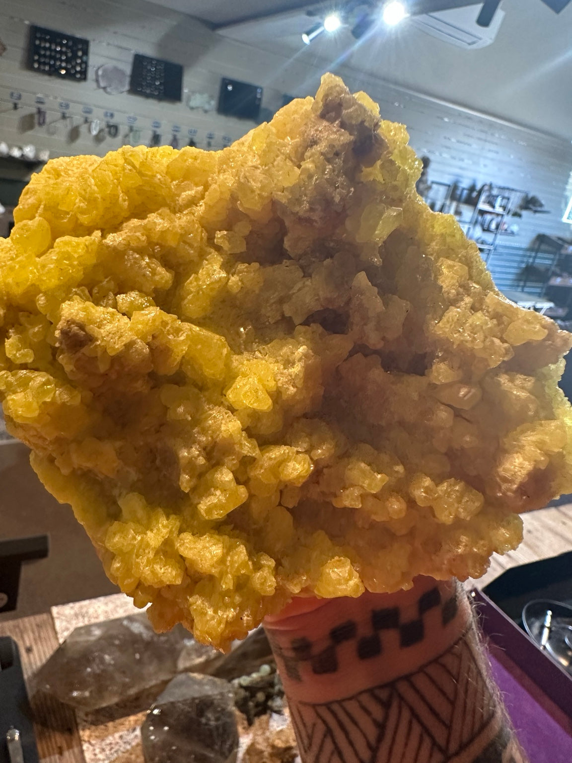 Native sulfur mineral display specimen