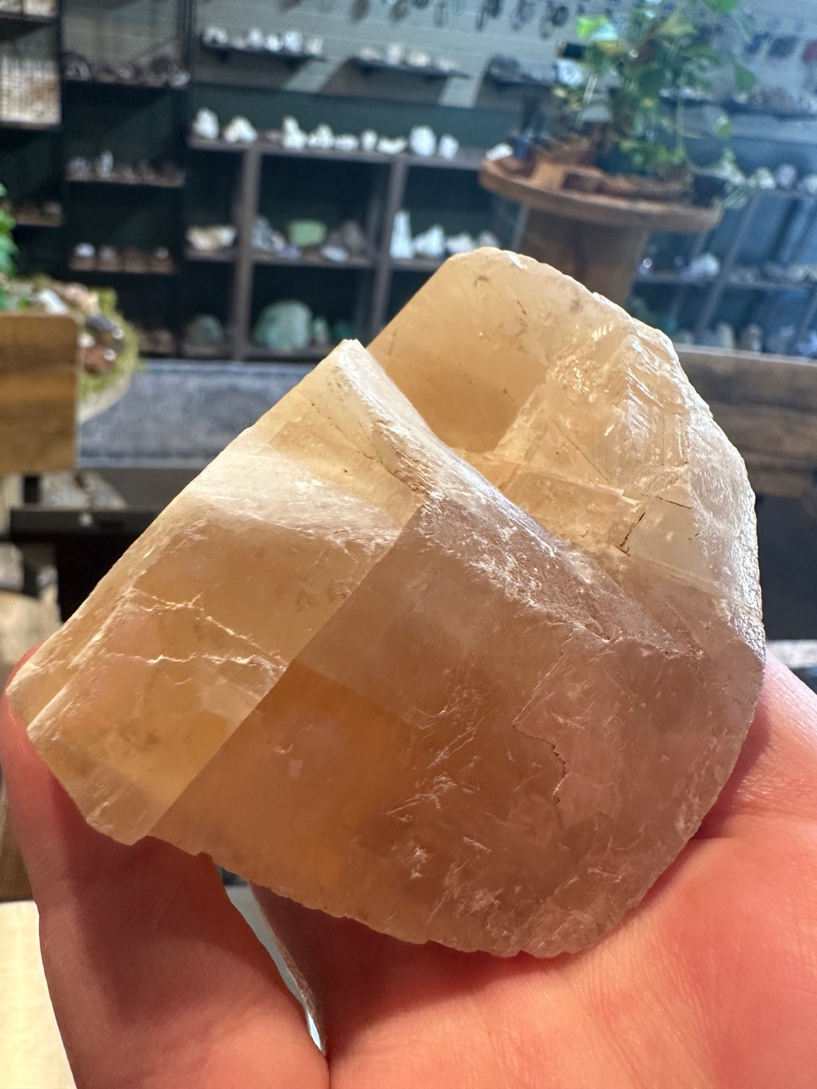 Honey calcite cleavage specimen, alternate view