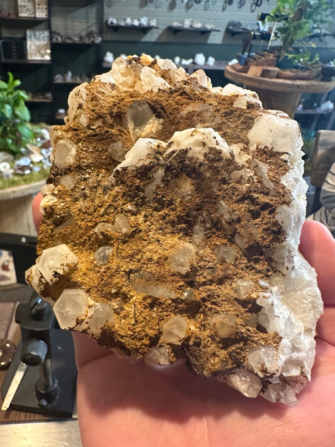 Calcite crystal cluster on iron-stained matrix from the Comstock Lode, Nevada, 30.5 oz — view 5