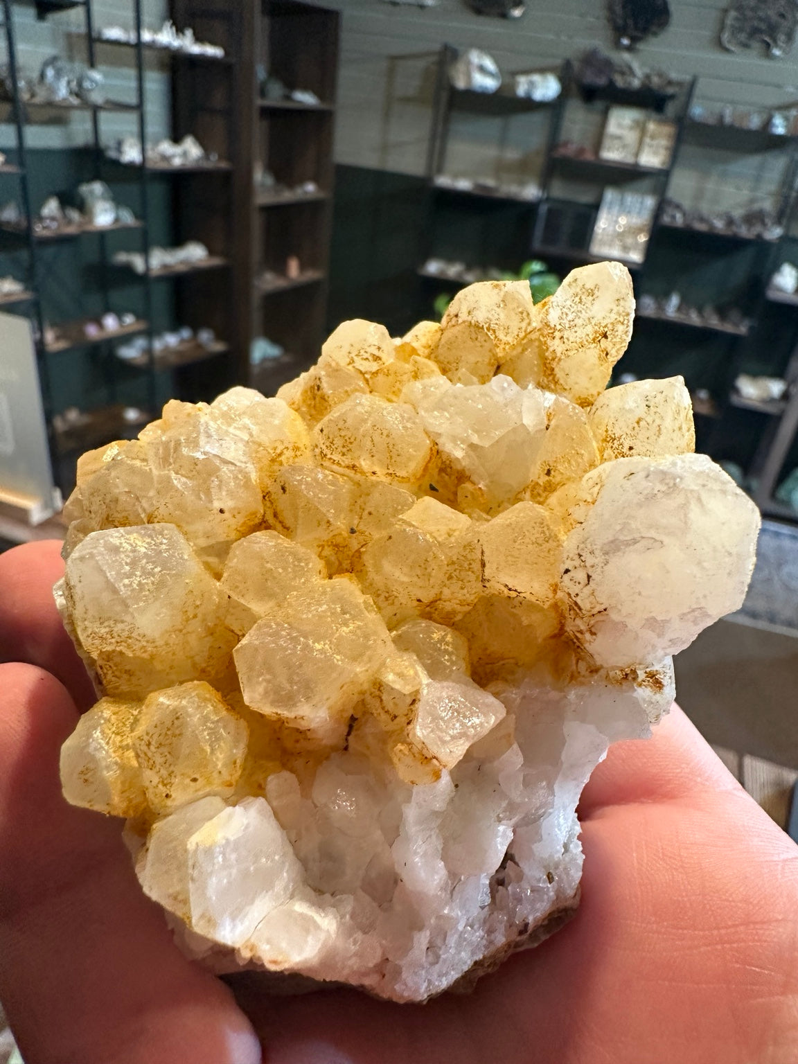 Honey-yellow calcite crystal cluster on matrix, 13.1 oz — view 2