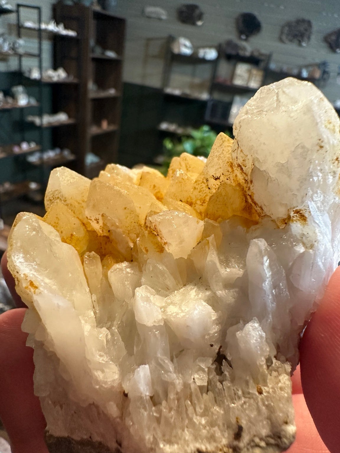 Honey-yellow calcite crystal cluster on matrix, 13.1 oz — view 3