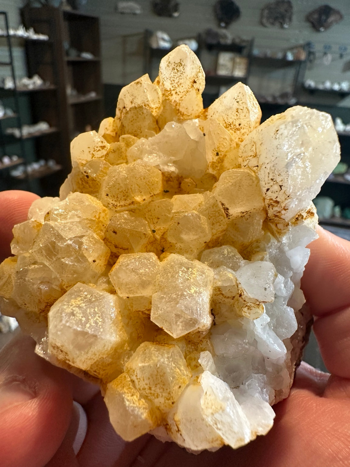 Honey-yellow calcite crystal cluster on matrix, 13.1 oz — view 4