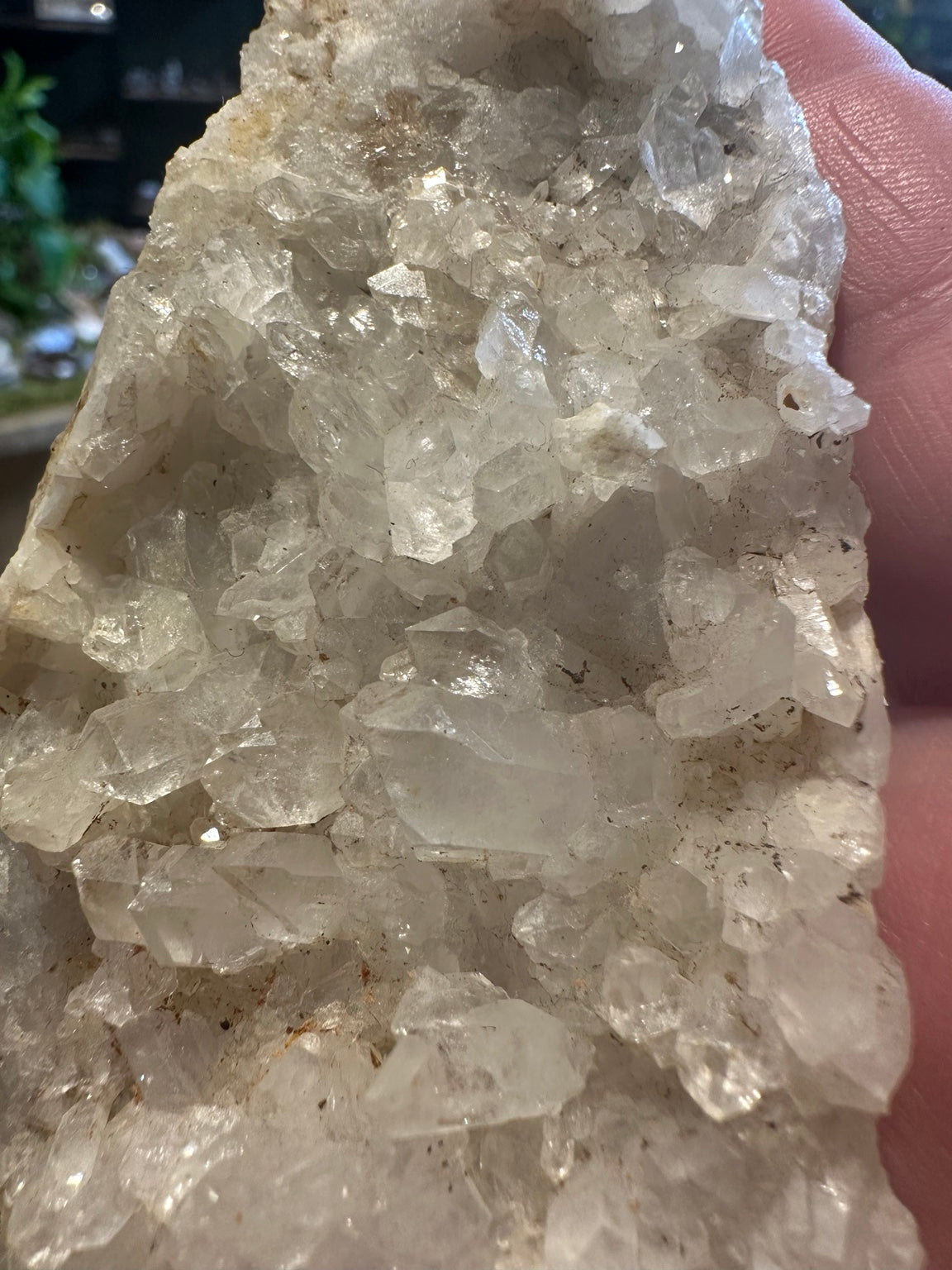 Close-up of Sierra Nevada crystal cluster with natural rusty colored surface accents