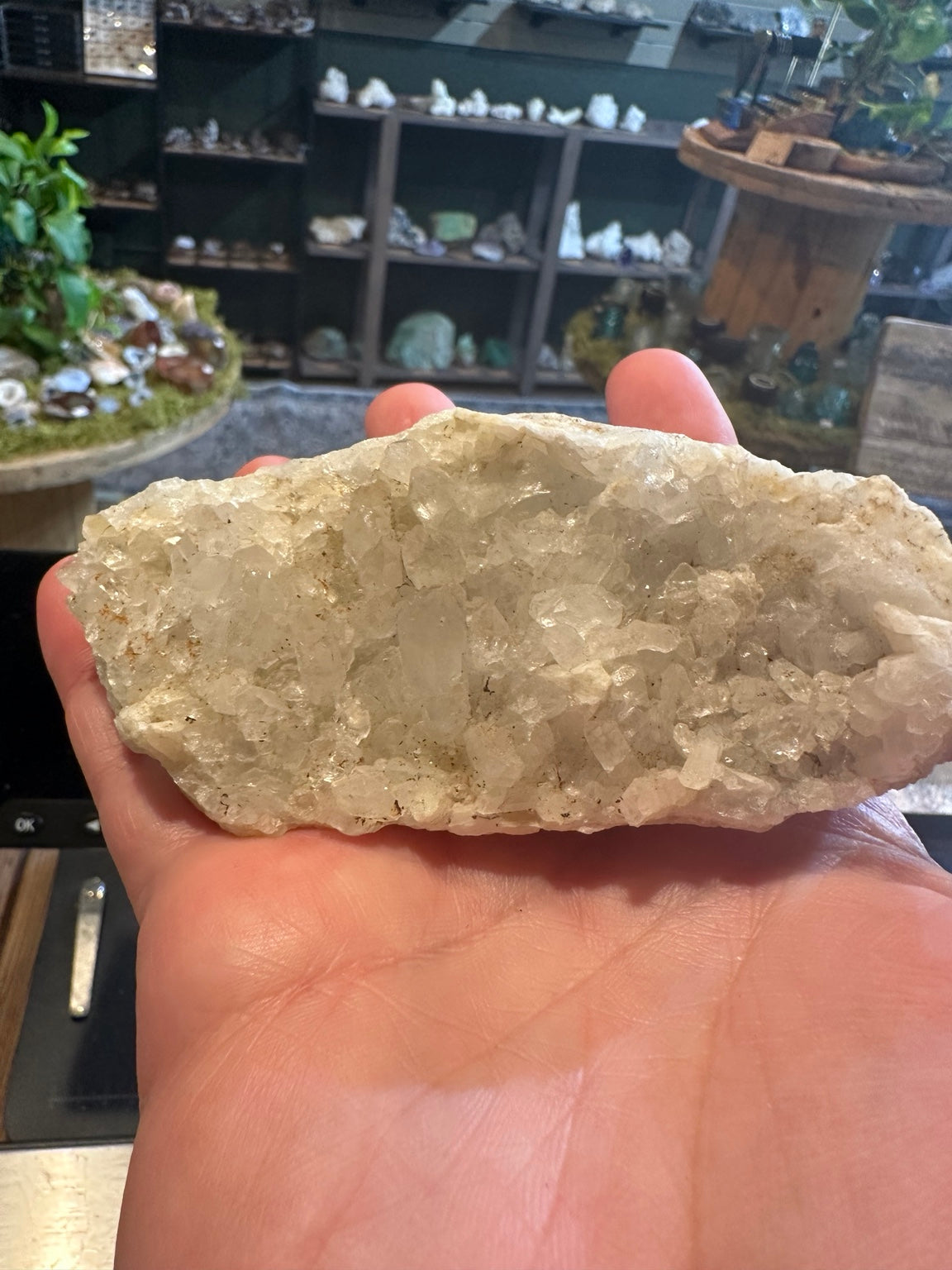Enlarged view of naturally grown translucent crystal surfaces
