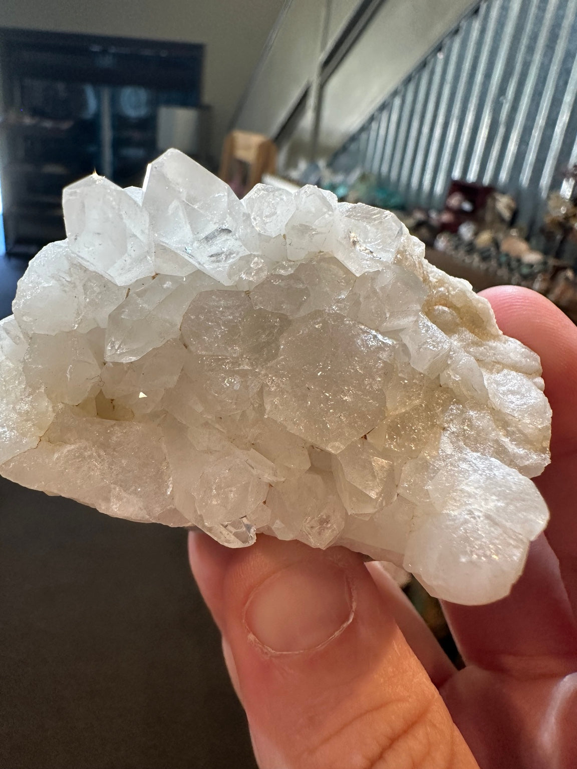 Western U.S. clear quartz crystal cluster 6 oz side view