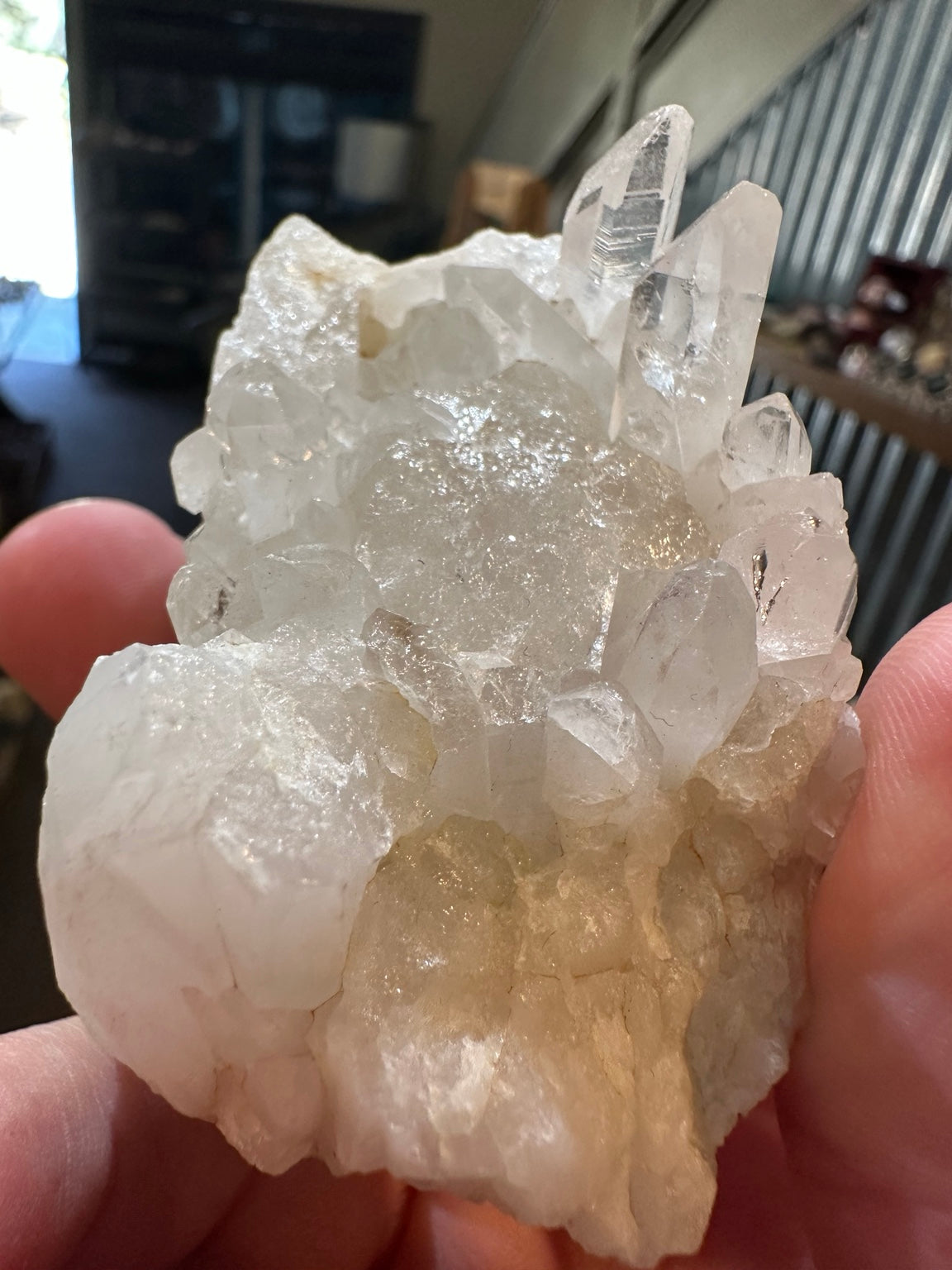 Western U.S. clear quartz crystal cluster 6 oz front view
