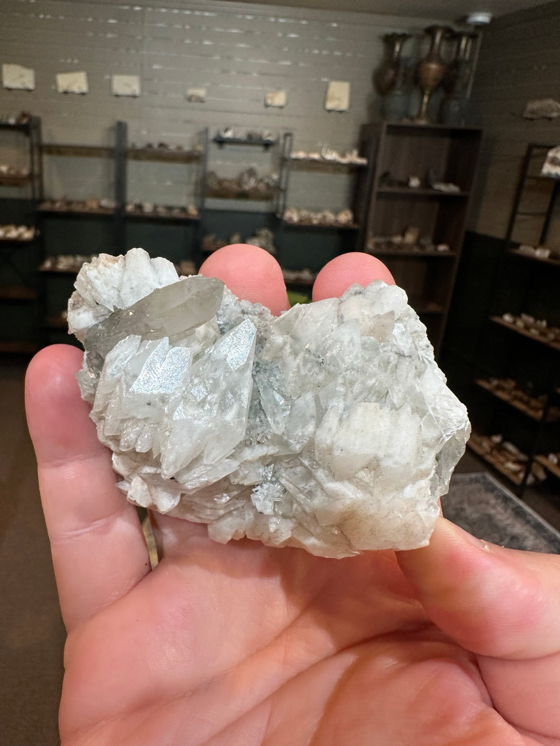 Nevada quartz calcite cluster 6.1 oz front view