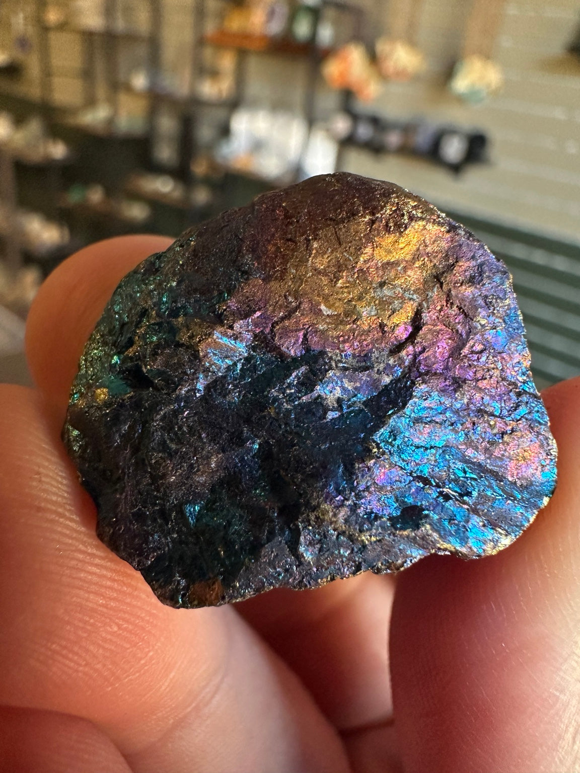 Peacock ore bornite Mexico approximately 1 oz iridescent blue purple gold specimen