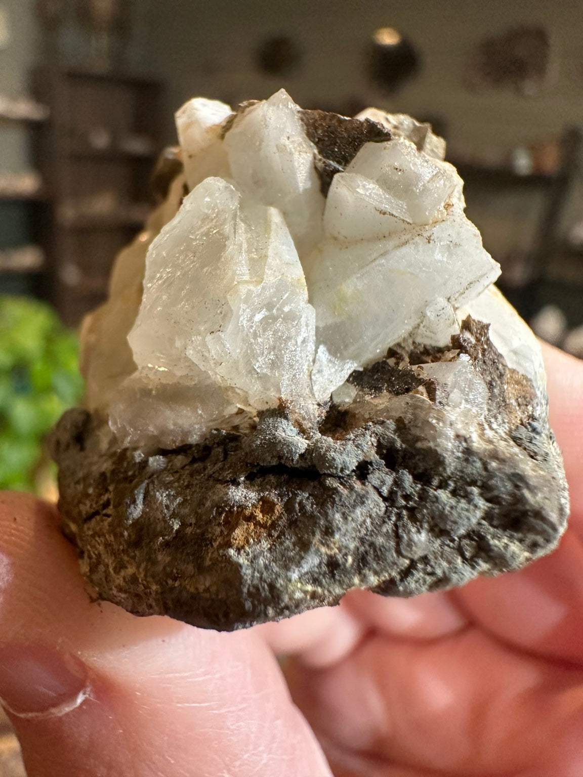 Nevada calcite crystal cluster rear view, 2.0 oz