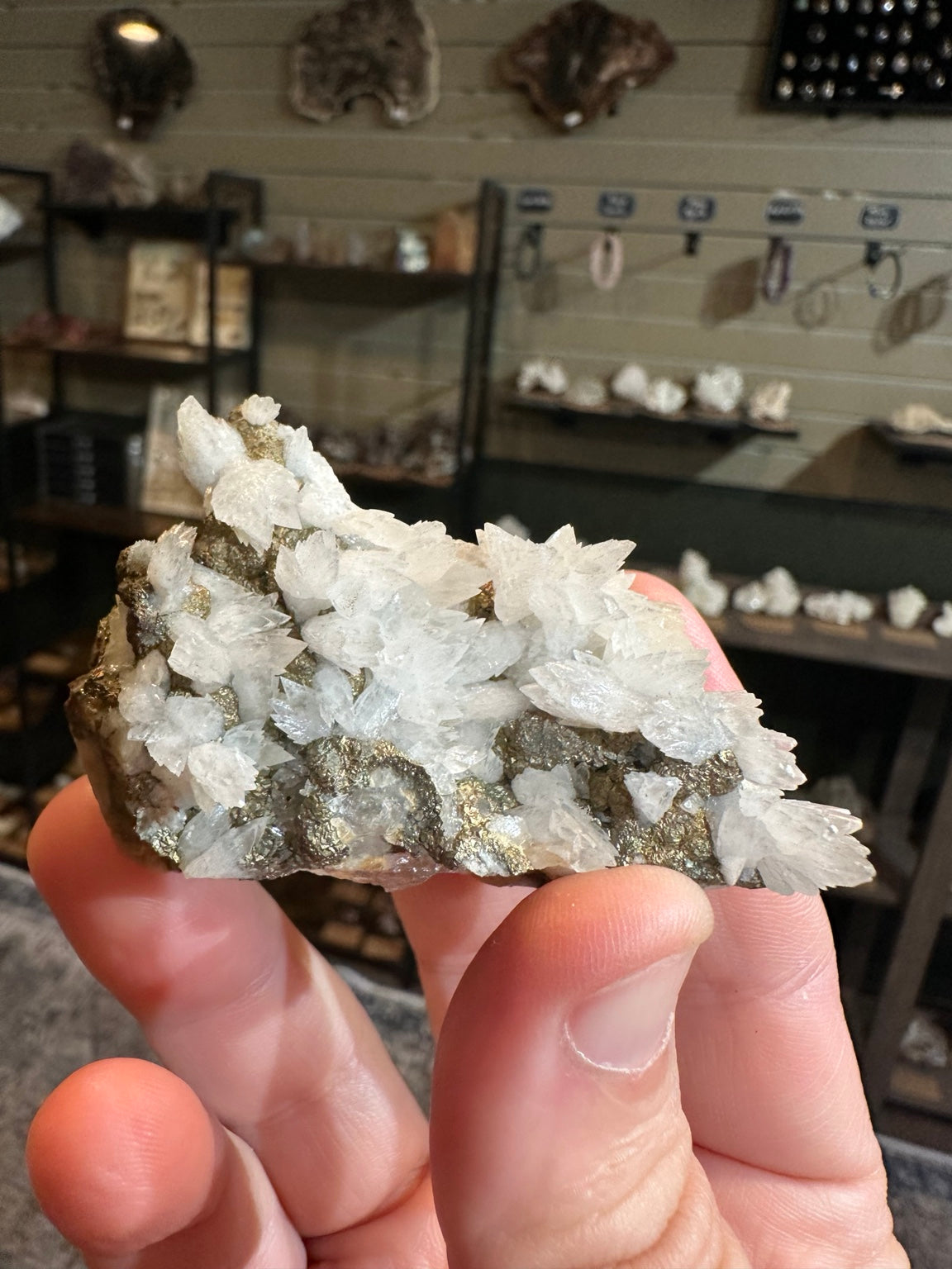 Bladed calcite with pyrite crystal cluster from Nevada