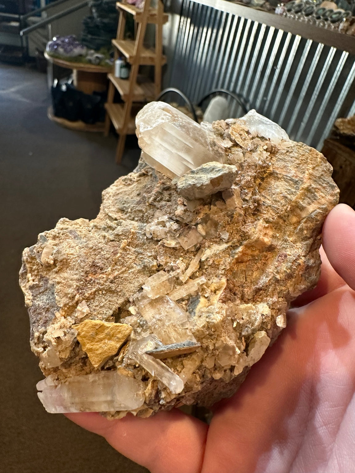 Nevada natural translucent crystal cluster on matrix 12.4 ounces, view 1