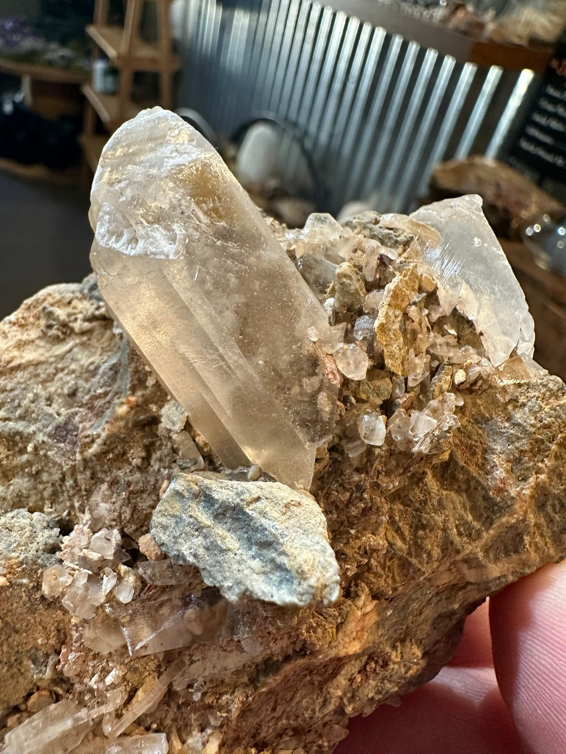 Nevada natural translucent crystal cluster on matrix 12.4 ounces, view 3
