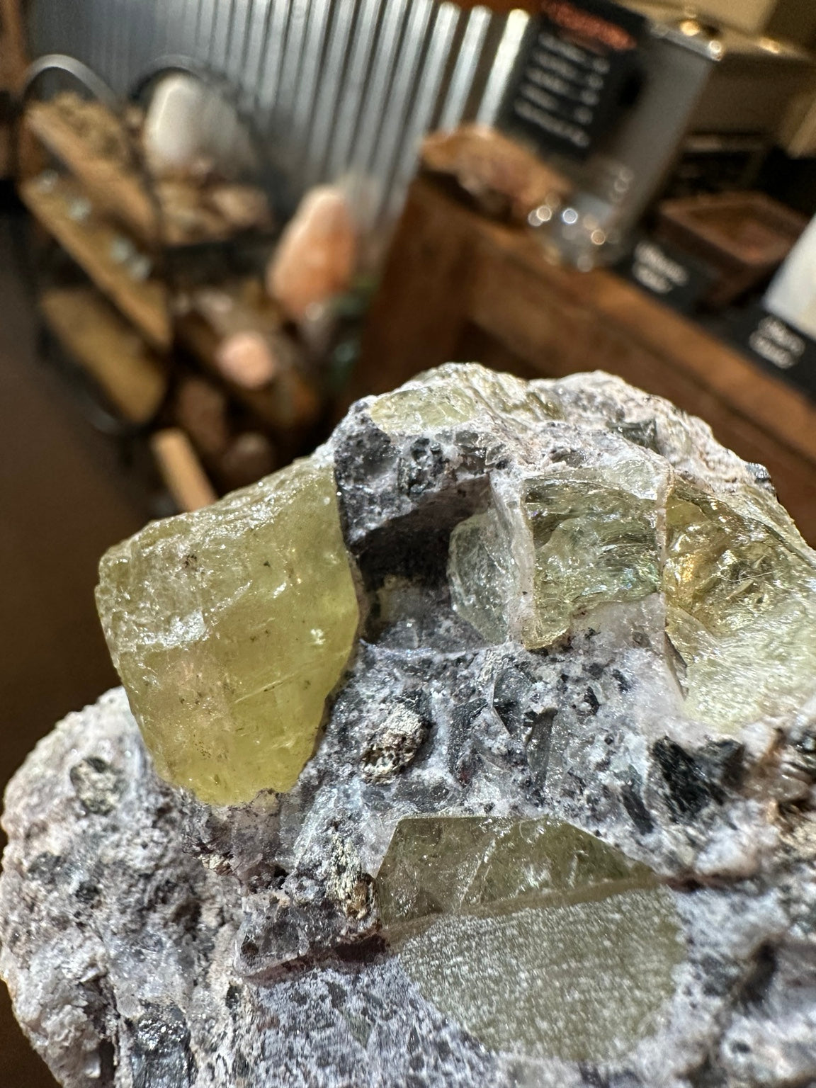 Nevada 11.1 oz yellow-green apatite crystals on matrix, original specimen photo 3