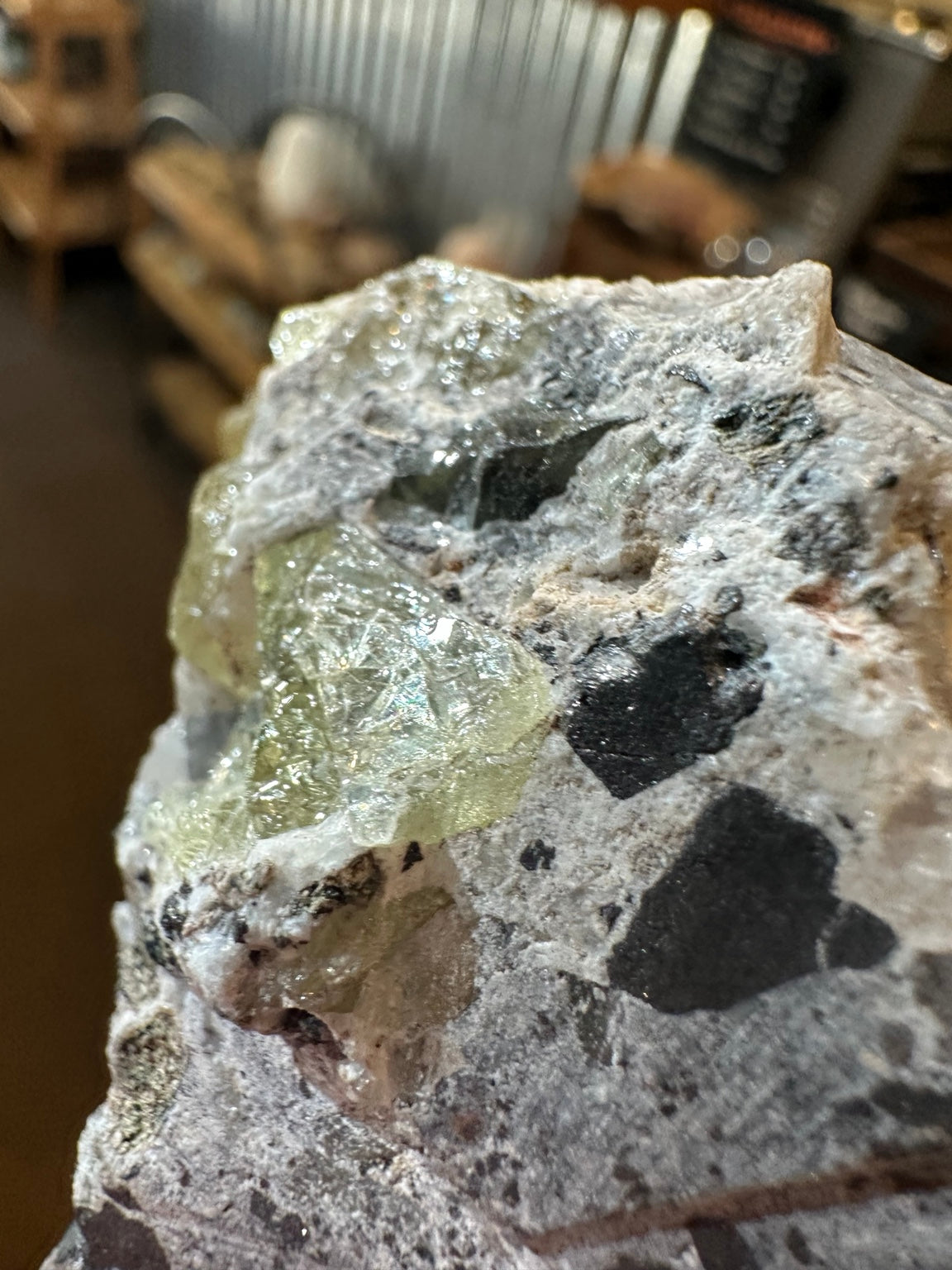 Nevada 11.1 oz yellow-green apatite crystals on matrix, original specimen photo 4