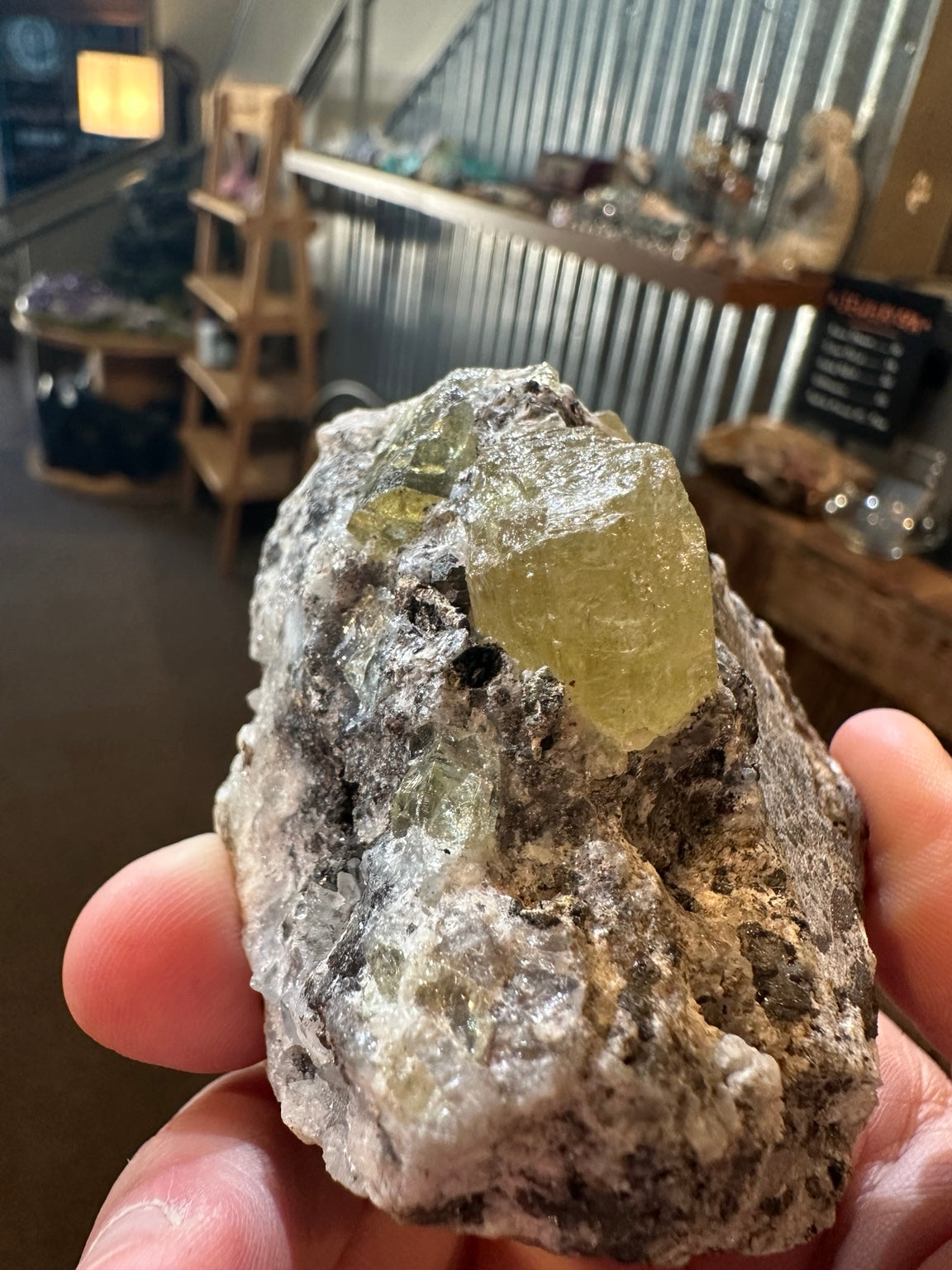 Nevada 11.1 oz yellow-green apatite crystals on matrix, original specimen photo 7