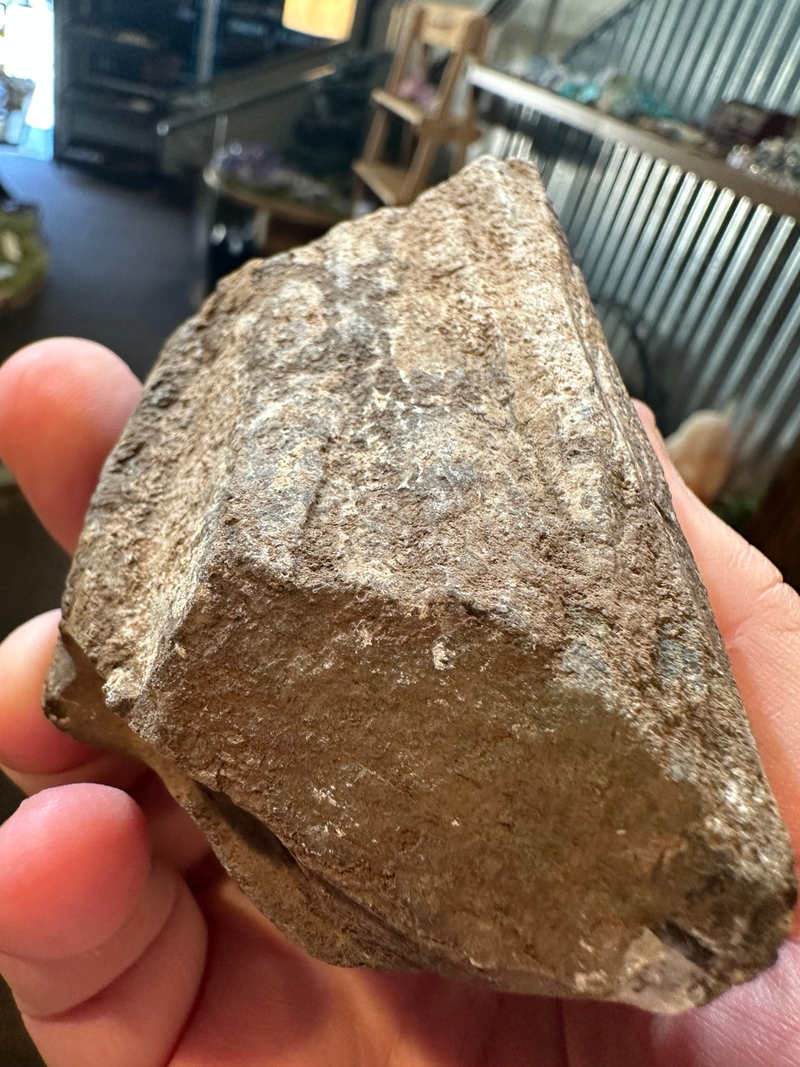 13.3 oz translucent honey-gray crystal in brown matrix, actual specimen view 3