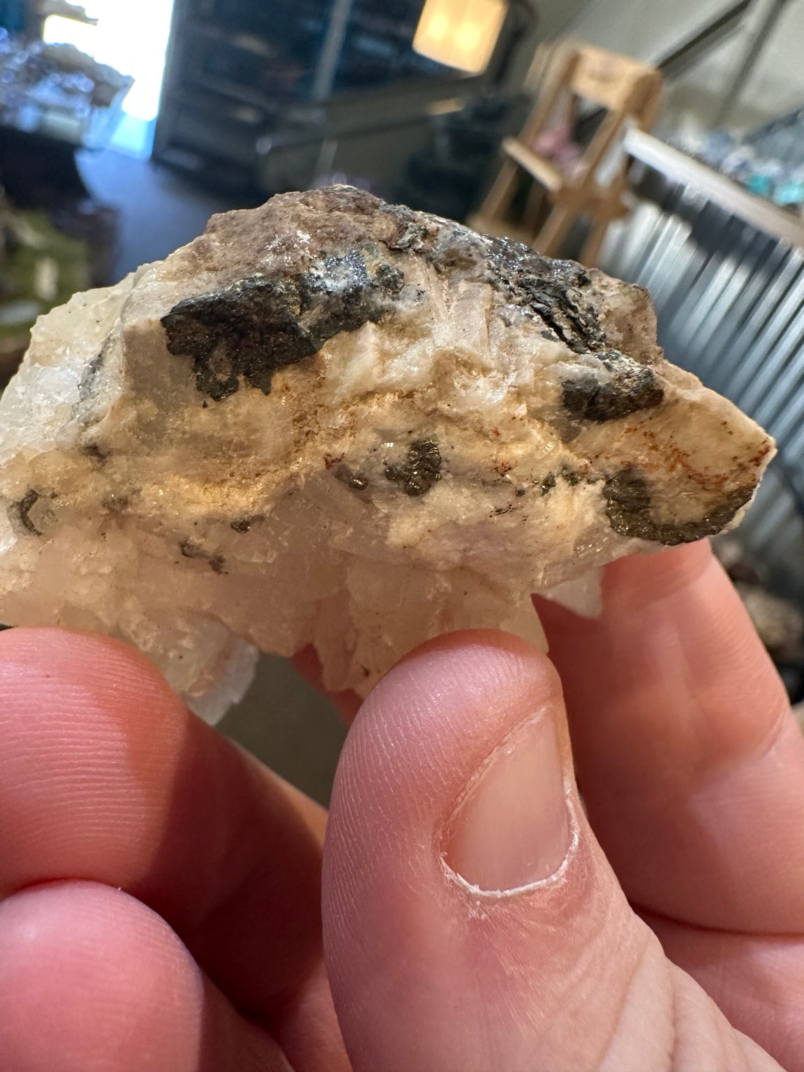 Nevada dogtooth calcite radiating white crystal flower cluster, actual view 4