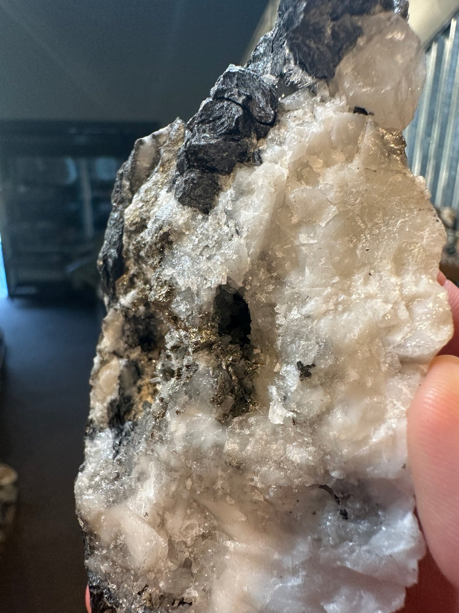 Galena pyrite quartz mineral specimen 13.2 ounces, detailed view 1