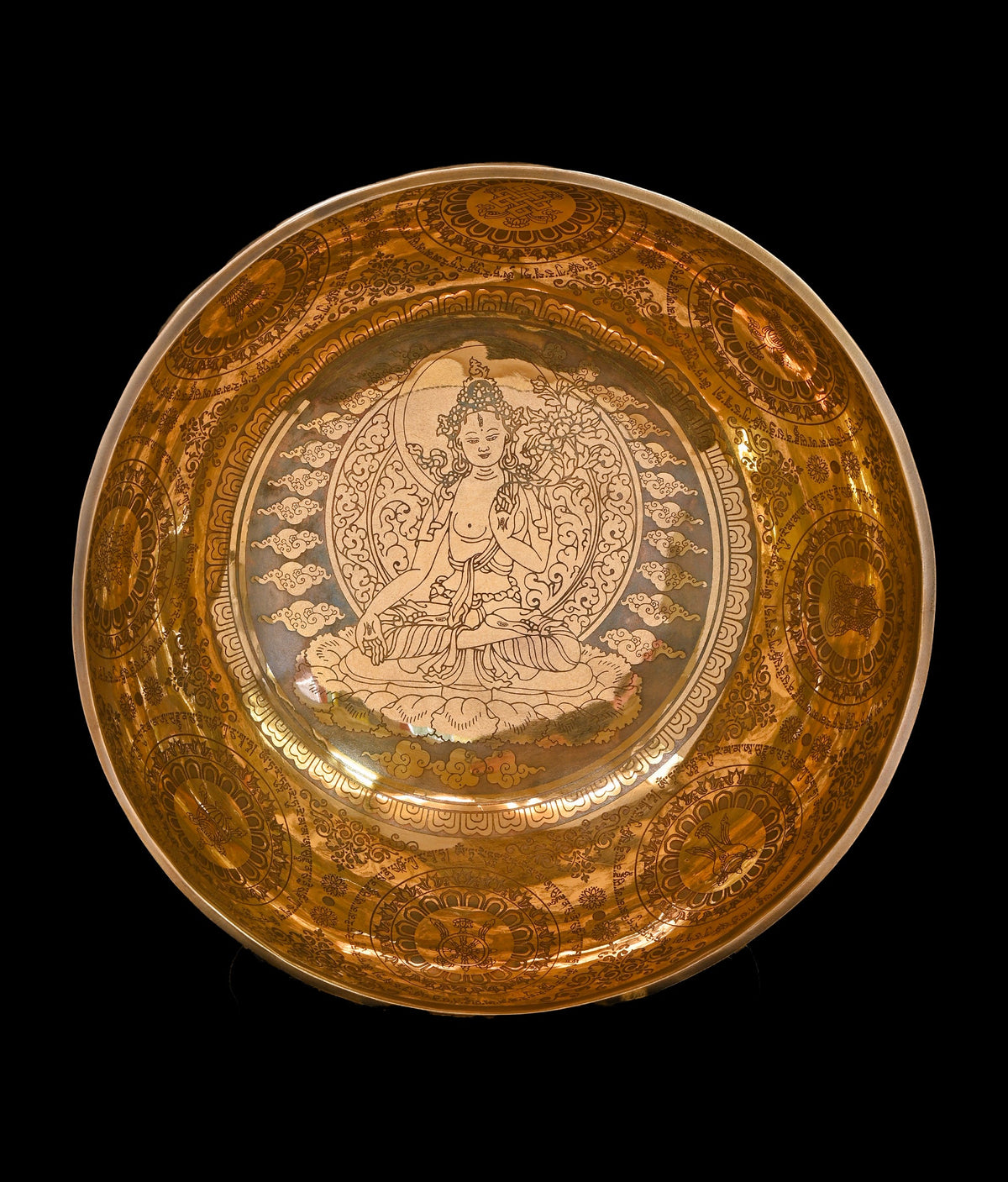 New Etched Jambati White Tara Singing Bowl A2 112Hz 11" N16075