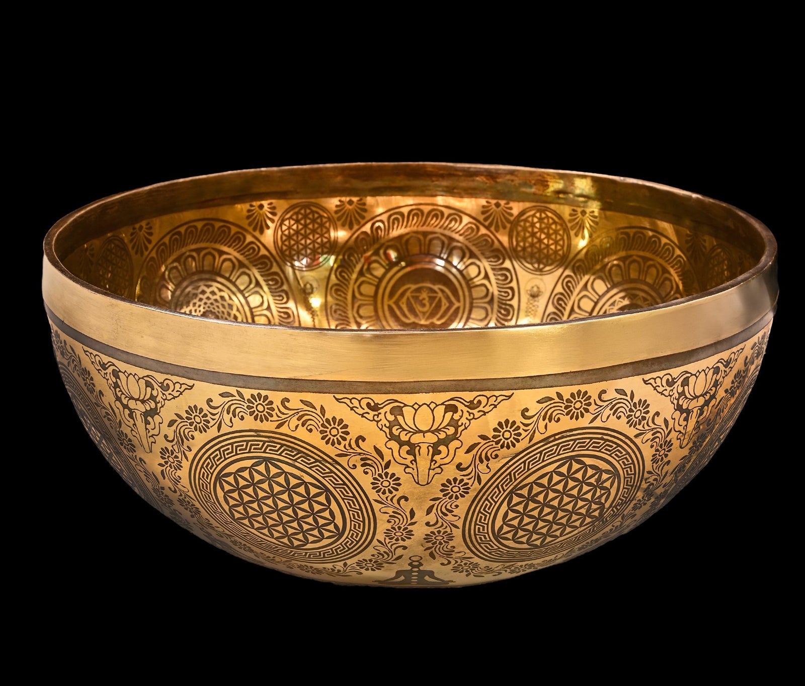 New Etched Jambati Tree of Life Singing Bowl B2 122Hz 10.5" N16221