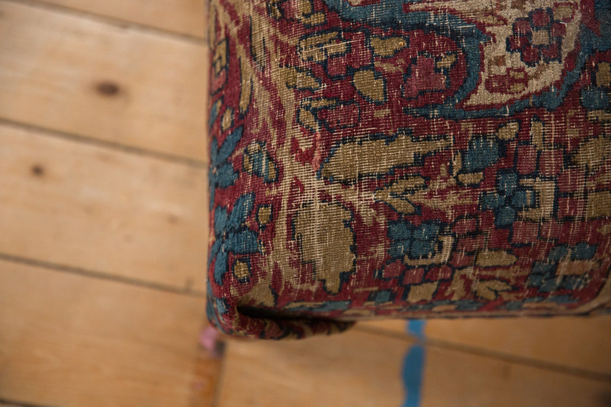Antique Persian Kerman Rug Ottoman Coffee Table