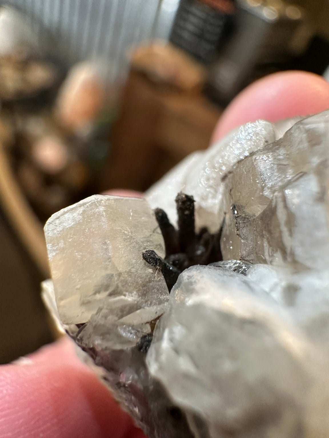 White barite crystal cluster on dark iron-oxide-rich matrix from the Western U.S. — view 4