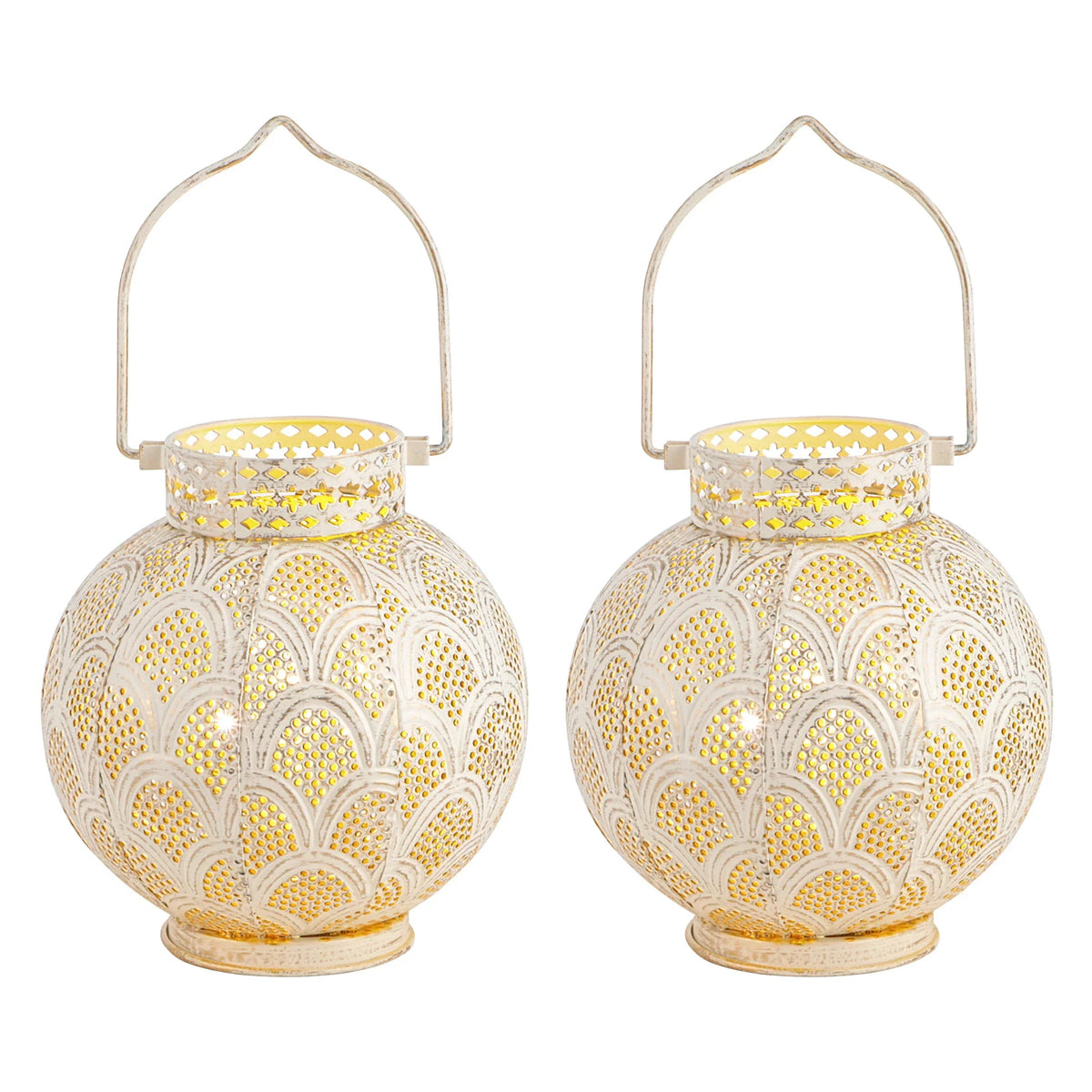 7'' High Battery Powered Cordless Lamp Moroccan Style Metal Table Lamp