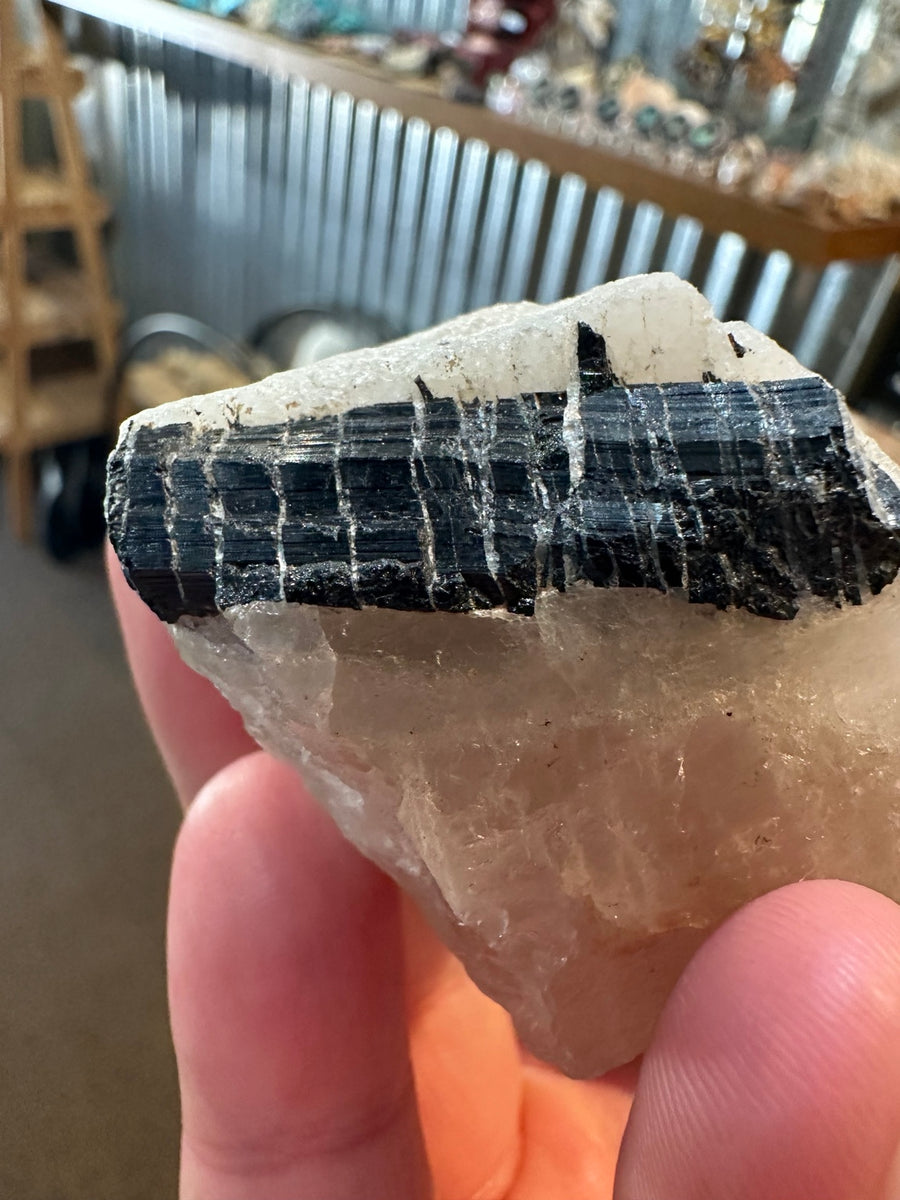 Brazil black tourmaline schorl in quartz matrix, 3.1 oz, view 1