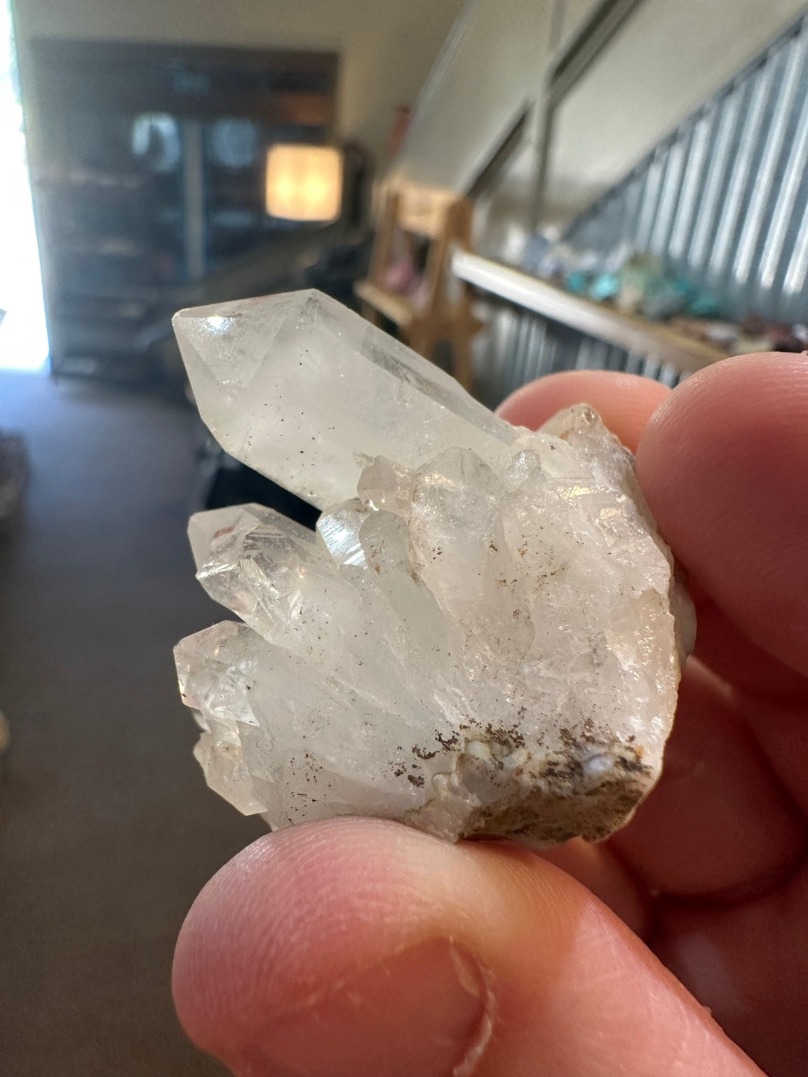 Quartz crystal cluster on natural matrix from Brazil