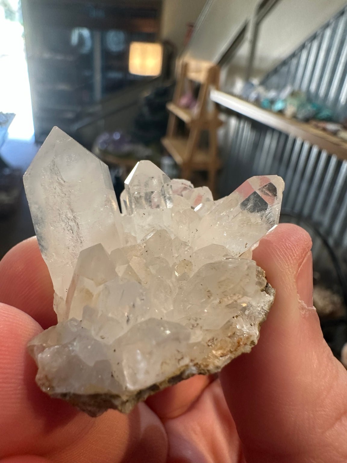 Multiple natural clear quartz points on matrix, Brazil