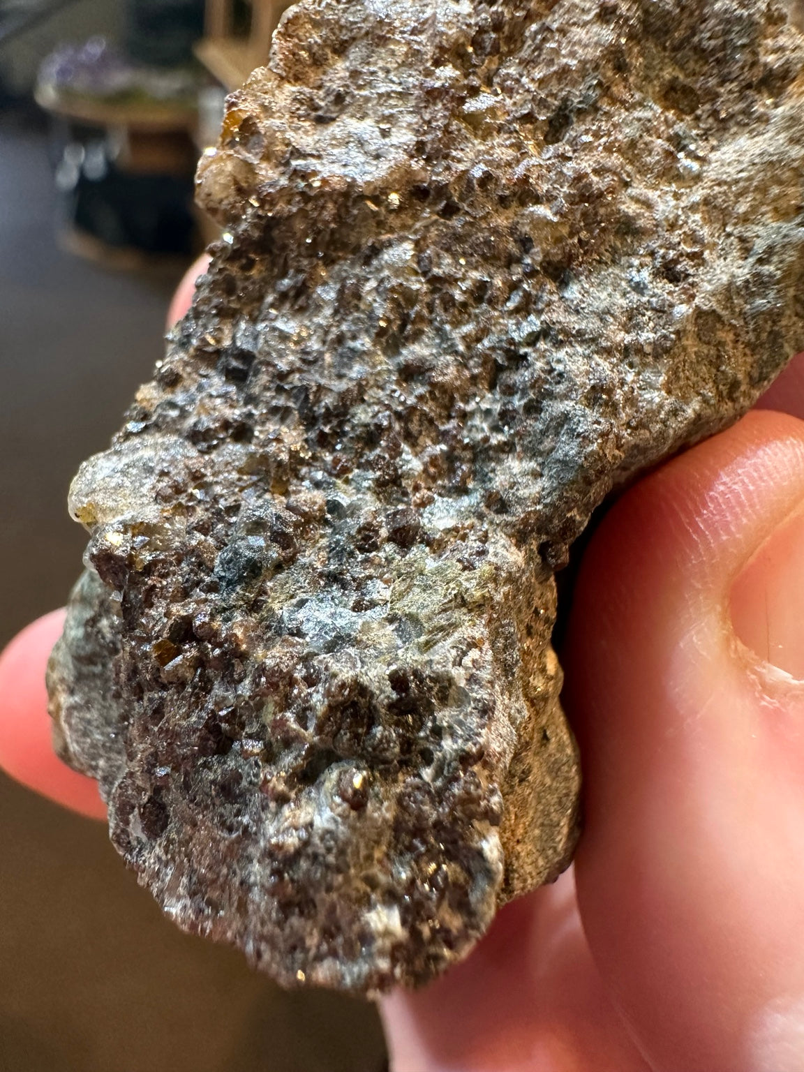 Brown garnet crystal cluster on matrix, 3.5 oz, matrix detail