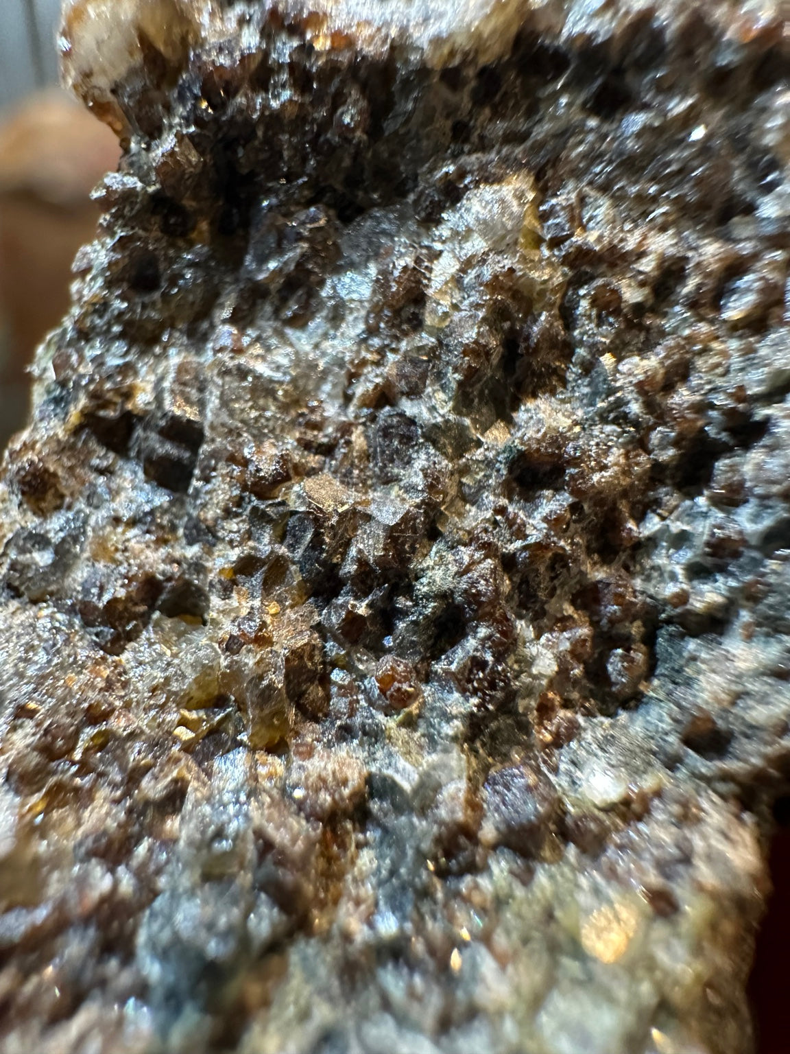 Brown garnet crystal cluster on matrix, 3.5 oz, macro crystal detail