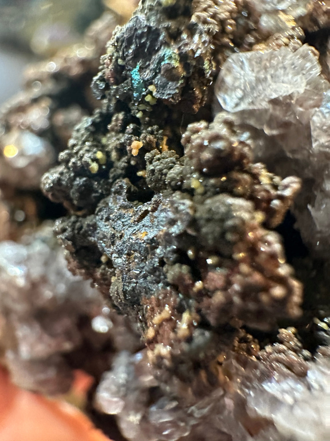 One-of-one calcite on botryoidal goethite specimen from Mexico