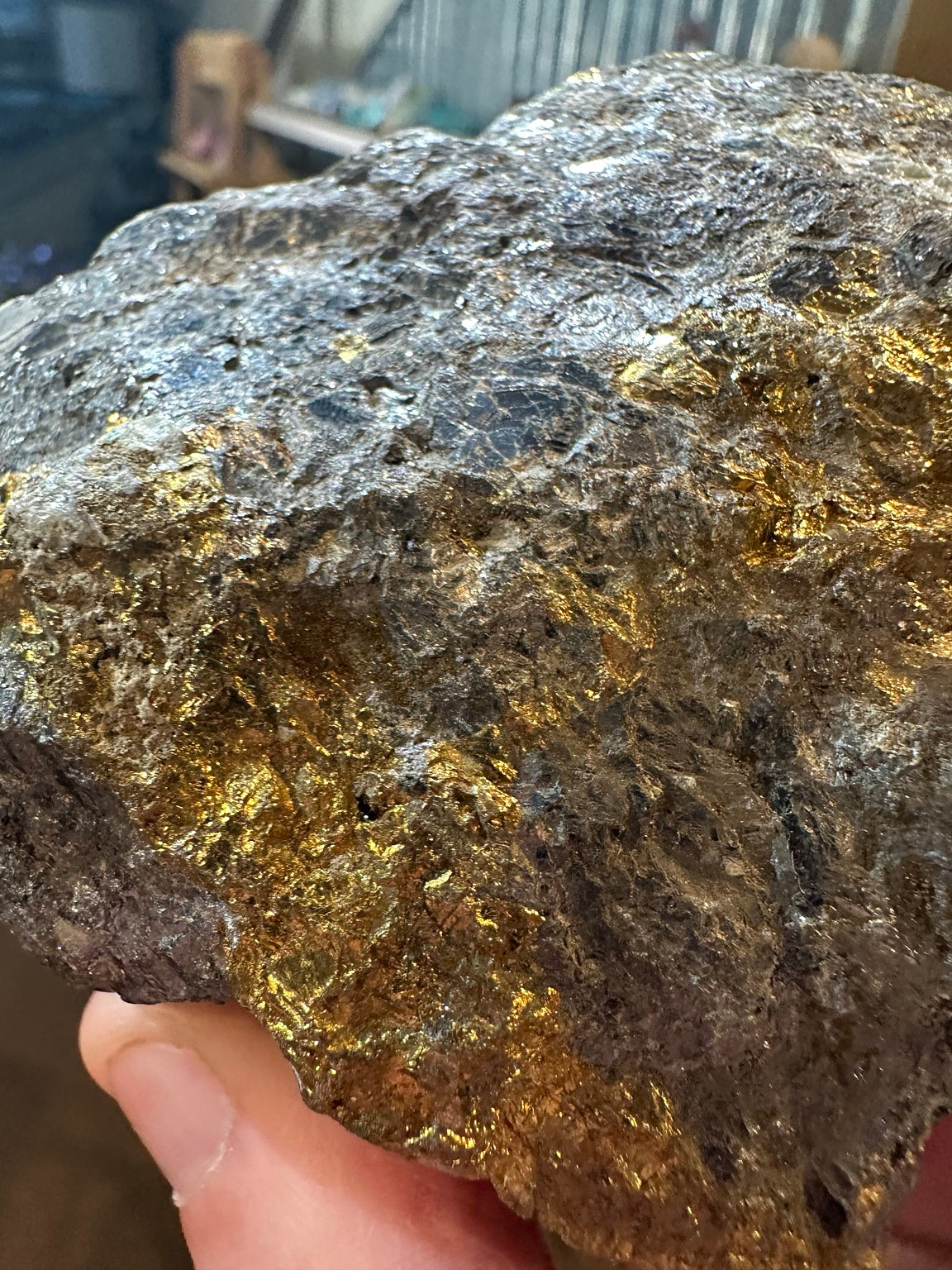 Chalcopyrite-rich mineral matrix specimen, 32.6 oz — view 5